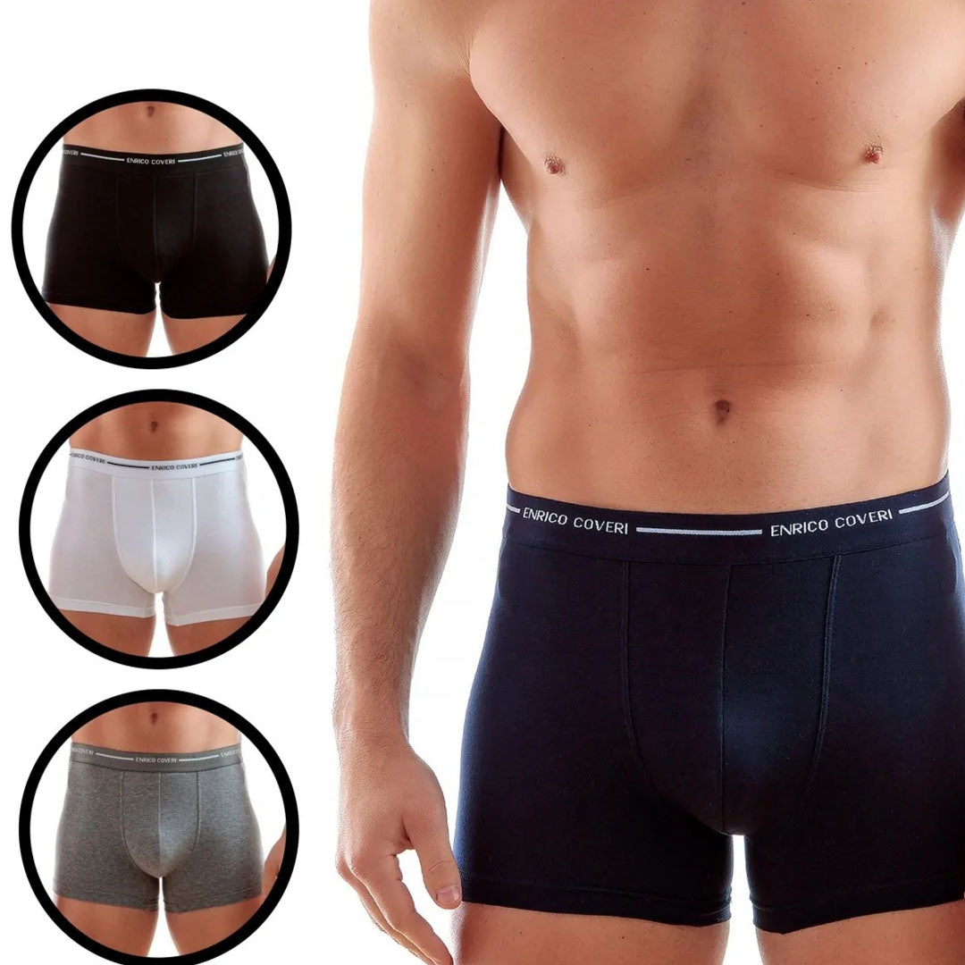 Boxer da uomo in cotone bielastico 3 Pz ENRICO COVERI - EB1000