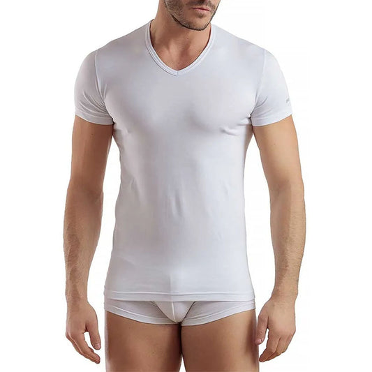 T-shirt mezza manica scollo V cotone bielastico ENRICO COVERI – ET1001