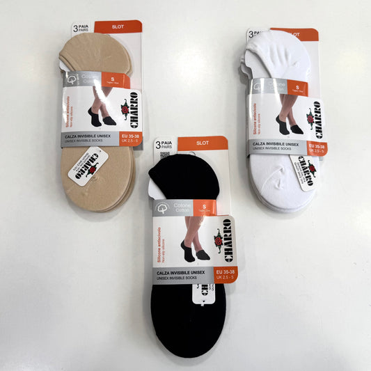 Calza invisibile unisex 3 paia cotone elasticizzato con silicone CHARRO - SLOT